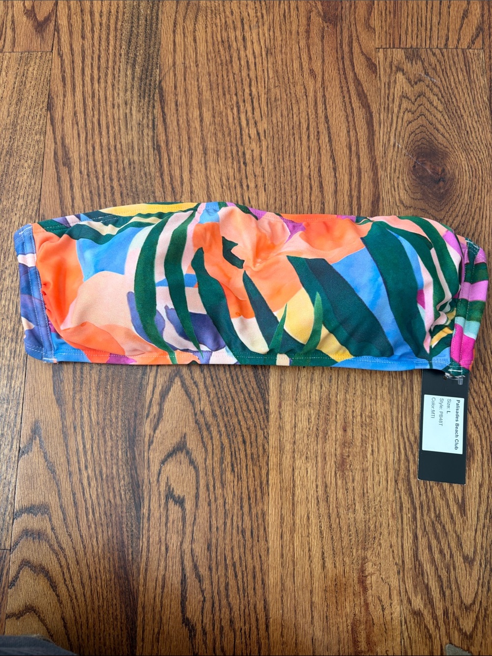 Palisades Beach Club Tropical Print Bandeau Bikini Top Size Large New